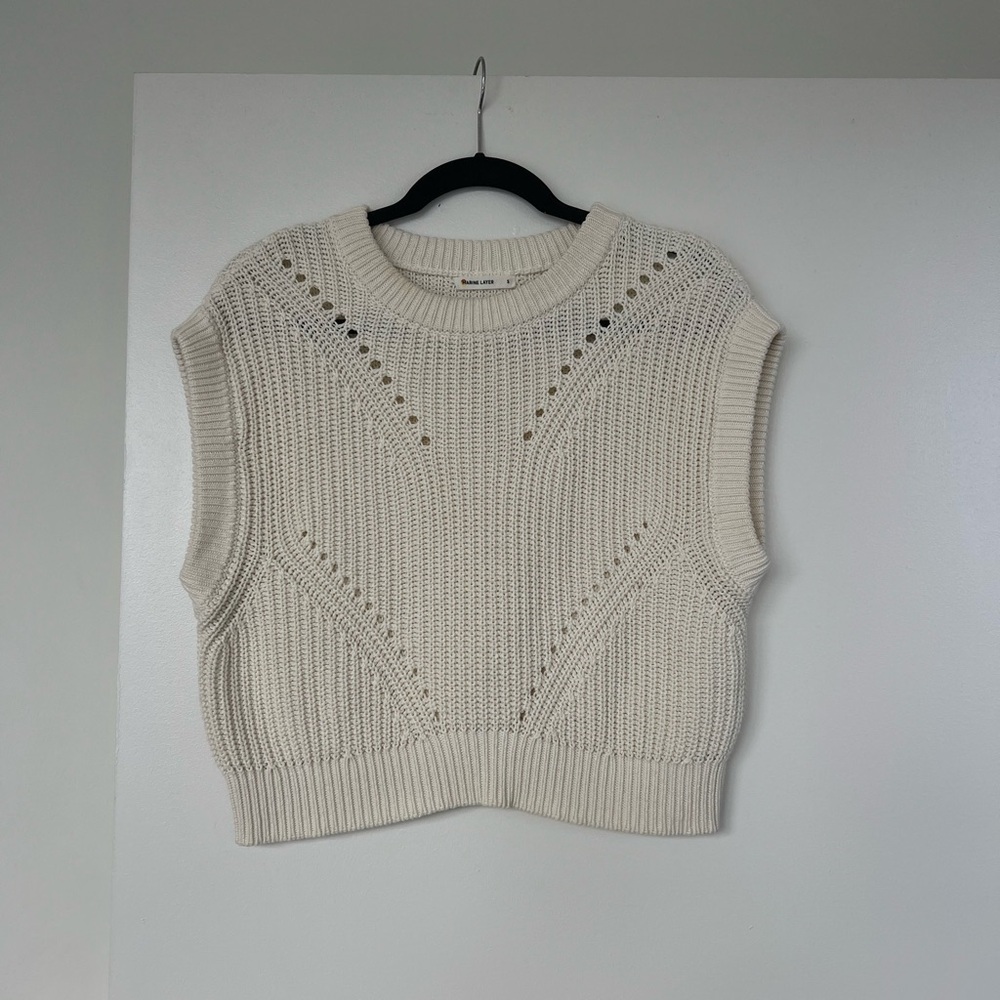 Marine Layer Cream Knit Sweater Vest